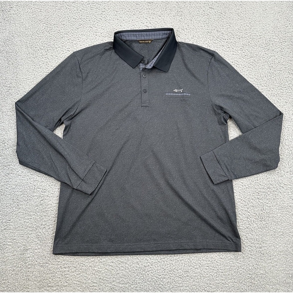 Louis Castel Polo Shirt Mens Size 115 (~2XL) Gray Long Sleeve Performance Golf